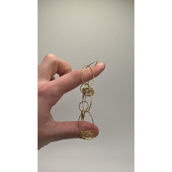 Textured Vermeil Gold Ring Bracelet - Picture 3 of 7